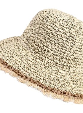 Handmade Women's Summer Crochet Straw Panama Hat  Hollow Out