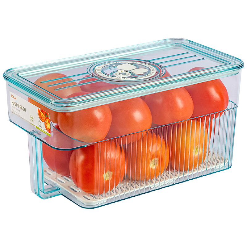 家之物语冰箱收纳盒透明保鲜盒食品级厨房食物密封计时整理储物盒