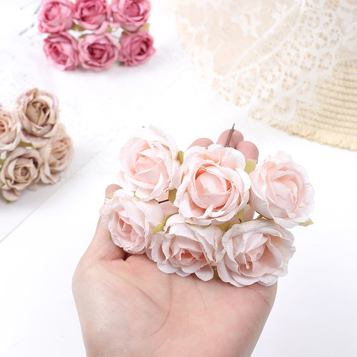仿真玫瑰小把束 假花绢花 diy手工头饰花环材料 婚庆布景家居装饰 - 图2