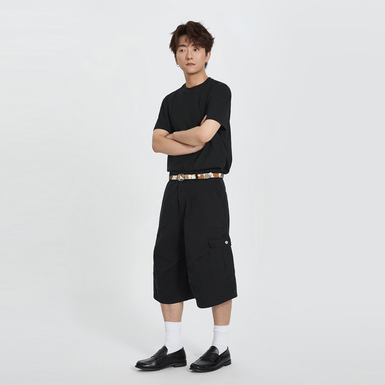 PMET 多口袋工装短裤水洗做旧廓形宽松七分裤经典工装纯色休闲裤,淘宝优惠券,粉丝福利购,淘宝优惠卷