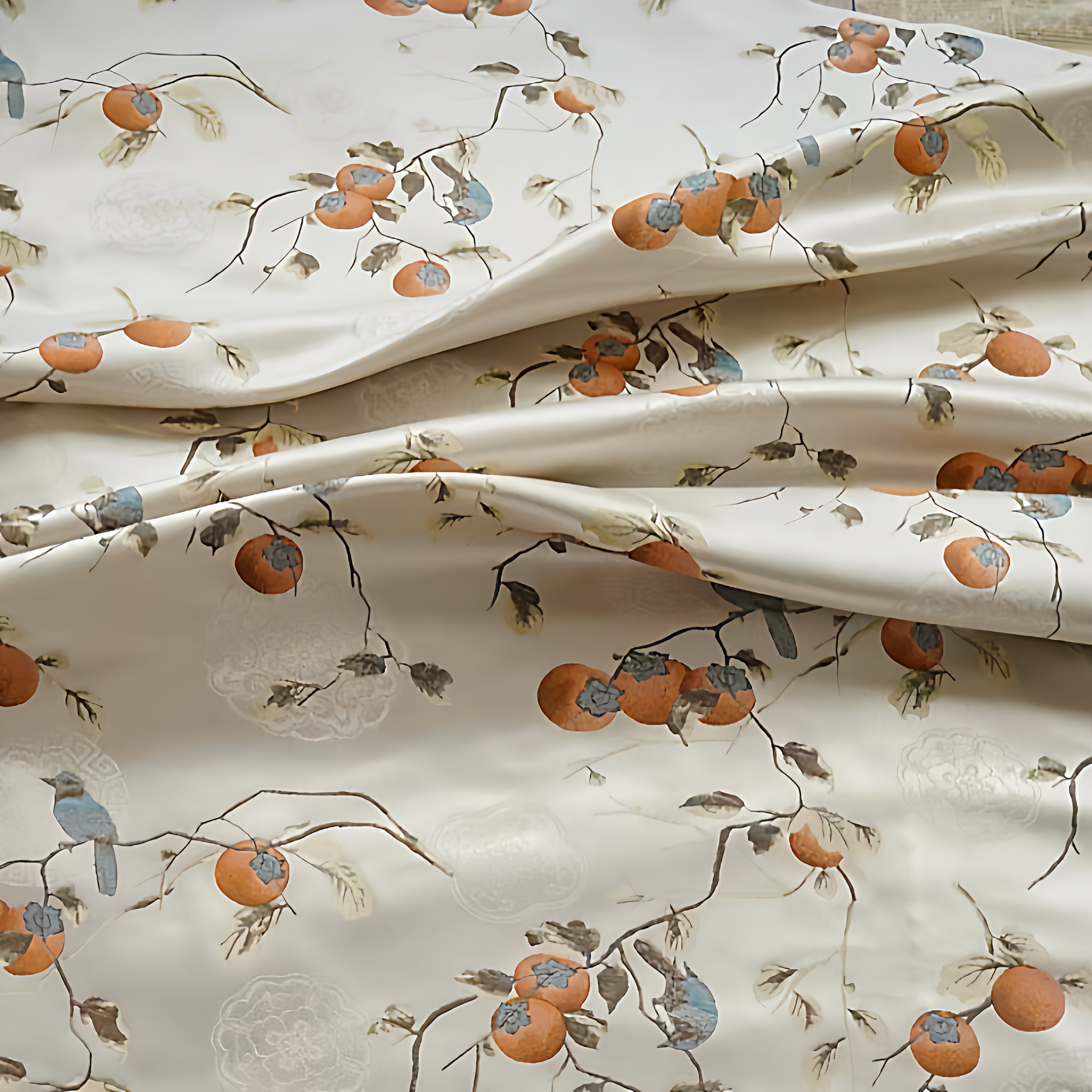 新款新中式布料色织仿宋锦柿柿如意面料古风汉服旗袍马面裙连衣裙,淘宝优惠券,粉丝福利购,淘宝优惠卷