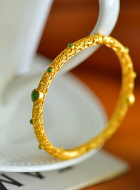 碧玉手镯金镶玉和田玉