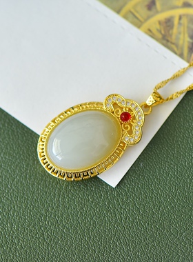 沙金天然和田玉白玉财源滚滚吊坠