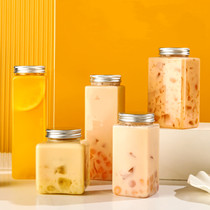 Plastic Drinks Packaging Bottle 500 Ml Square Milk Tea Juice Cup Big Takeaway Packaging Bottle Customizable Logo