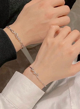 999纯银荆棘玫瑰情侣手链