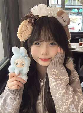 日系蝴蝶结lolita熊耳发箍发饰元素咖啡色可爱少女蕾丝洛丽塔KC