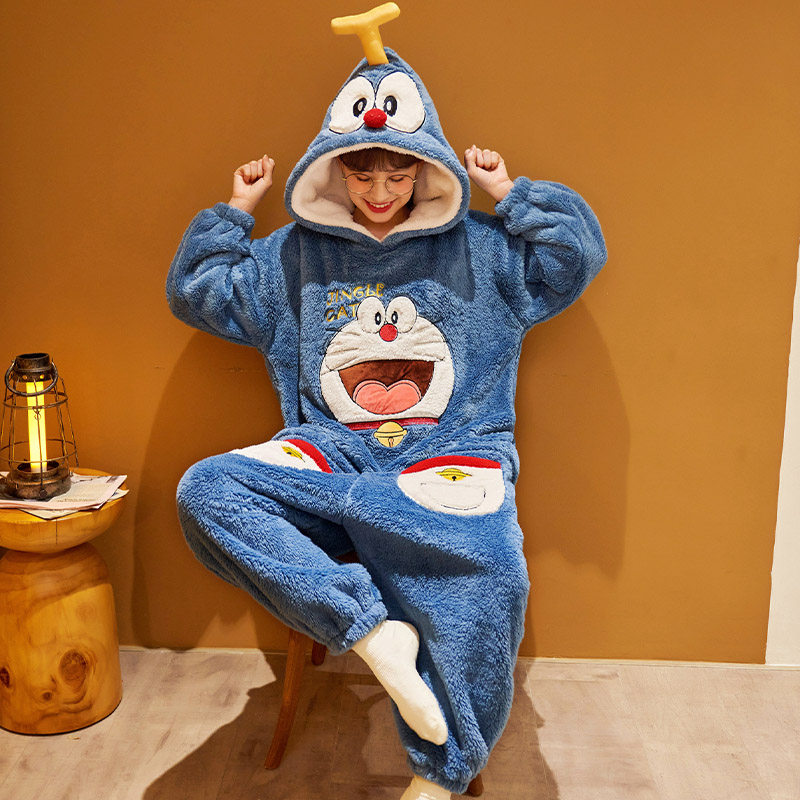 秋冬季珊瑚绒学生可爱大象连体睡衣 蔓菁芳睡衣/家居服套装