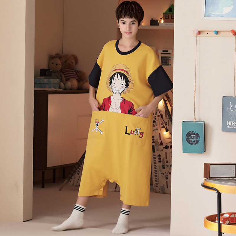 连体夏季纯棉短袖卡通学生新款睡衣 蔓菁芳睡衣/家居服套装