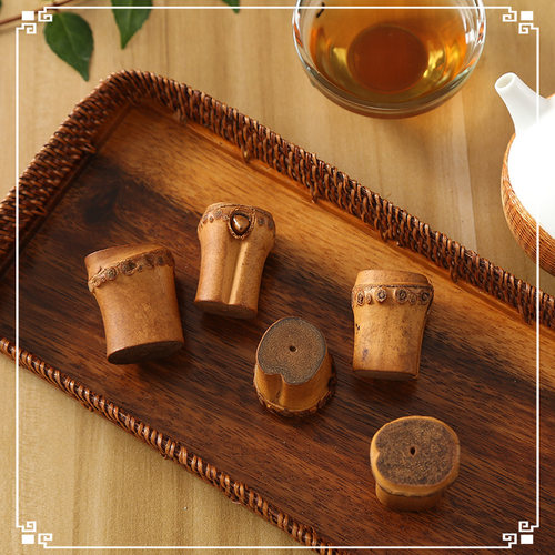 中式竹根手工盖碗盖托茶托茶具竹盖置茶盖盖置茶宠茶具配件六君子 - 图2