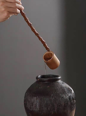 老式竹子打水器舀水瓢分酒勺酒提