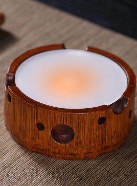 大漆竹制温茶炉煮茶器蜡烛加热