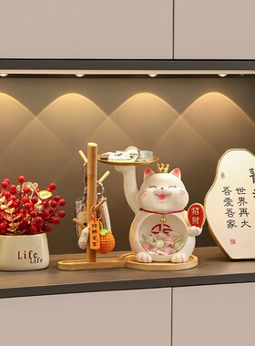 速发创意摆财猫收纳招件乔迁新居送礼玄桌入户鞋柜关面家居装饰品