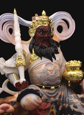 速发汉白玉武奉神爷赵宝明神像彩绘供财招财进公店铺开业礼品客厅