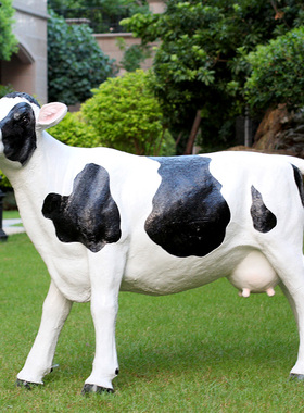 速发户外塑园摆件玻璃钢奶牛雕花动物幼儿园小区庭院装饰园林景观