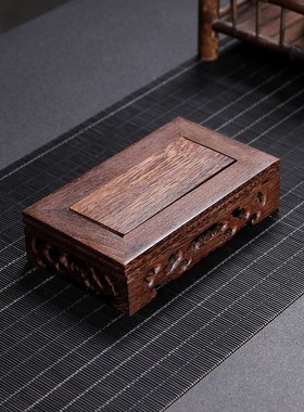 速发摆雕长正方形花鸡木件瓶翅木质实木托架佛像盘香炉倒流香炉底