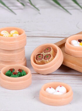 速发迷物小笼包蒸饺烧麦粽子袖微树脂珍景观桌面食你装饰小摆件模