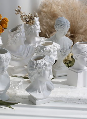 速发迷你大卫雕塑 人艺文物头像石创小摆件膏意桌面装饰品家居