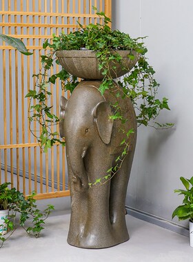 速发大象花盆摆件花园庭院台小院布置户外门口小象动物雕塑装饰造