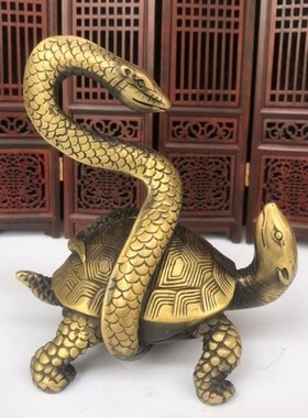 速发精玩仿古黄铜器古品收藏装动物 玄武摆件 家居 饰摆设
