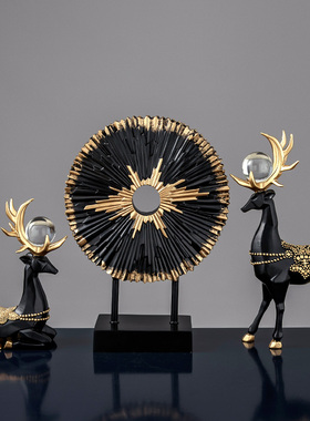 速发欧式鹿居件乔迁新居装饰品简约家摆客厅电视柜玄关摆设工艺品