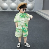 Комплект для мальчиков, детское ханьфу, шелковая летняя одежда, китайский стиль, короткий рукав