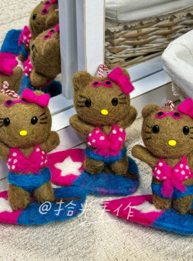 尼泊尔手工羊毛毡HelloKitty挂饰