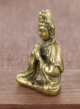 做旧仿古黄铜南海观世音实心铜佛像菩萨地藏王释迦牟尼佛铜器摆件