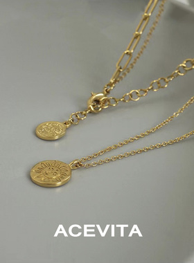 ACEVITA网红潮流太阳花吊牌项链