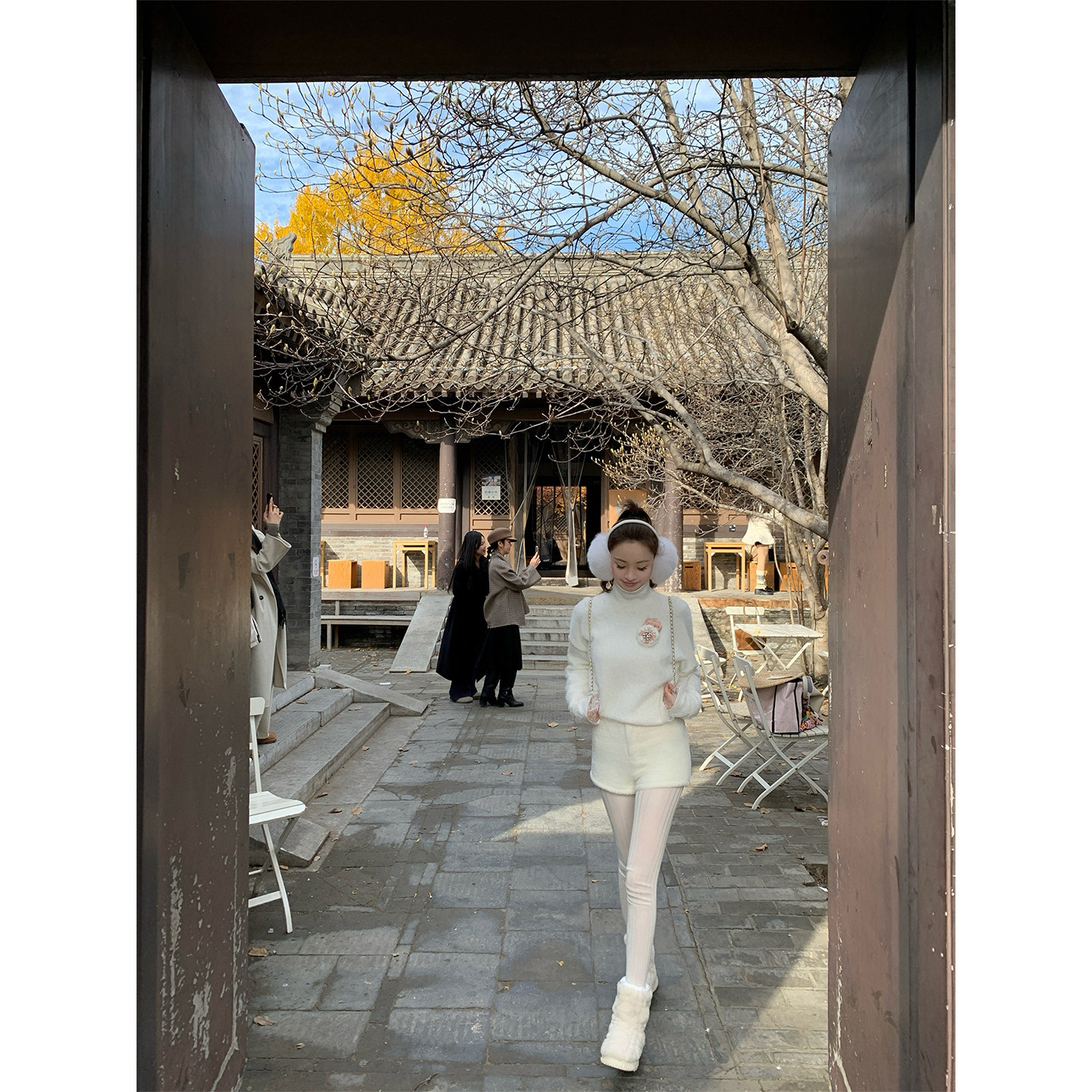 SourceWithU 雪球球 毛茸茸好穿百搭雪地a字短裤白色小香风靴裤冬,淘宝优惠券,粉丝福利购,淘宝优惠卷