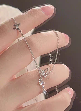 蝴蝶流苏月光项链女学生党