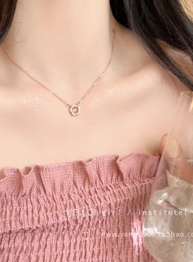 S925纯银小清新甜美粉水晶项链