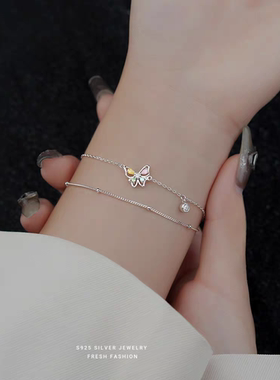 S925纯银蝴蝶手链女简约时尚