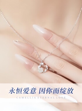 纯银玫瑰花锁骨链女轻奢小众