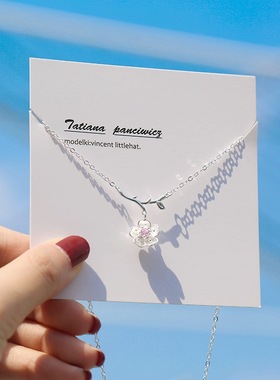 设计师款樱花吊坠纯银锁骨链