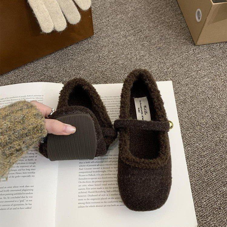 自然卷文艺女鞋毛毛鞋平底玛丽珍法式加绒百搭棉鞋女保暖加绒百搭,淘宝优惠券,粉丝福利购,淘宝优惠卷