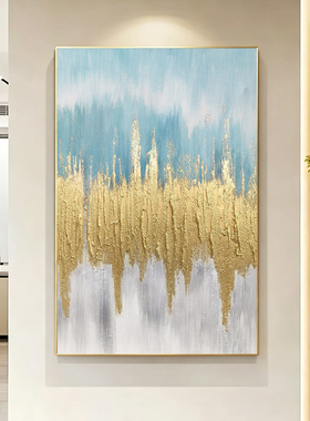 可班手绘油画云金启运玄关装饰画