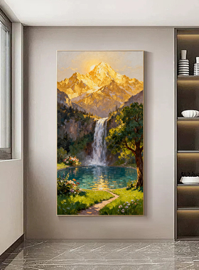 可班艺术纯手绘油画日照金山风景