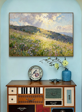 可班手绘油画山花启运横版装饰画