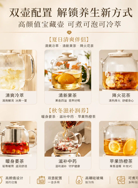 恒温全玻璃家用养生600W炖煮1.2L