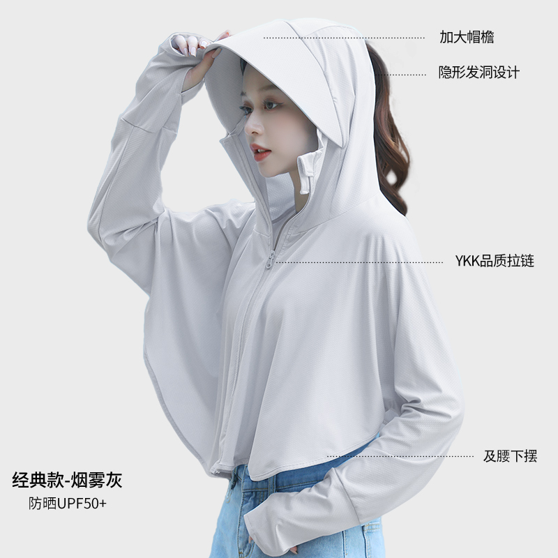 2022新款夏季防紫外线连帽薄防晒衣 洽洛短外套