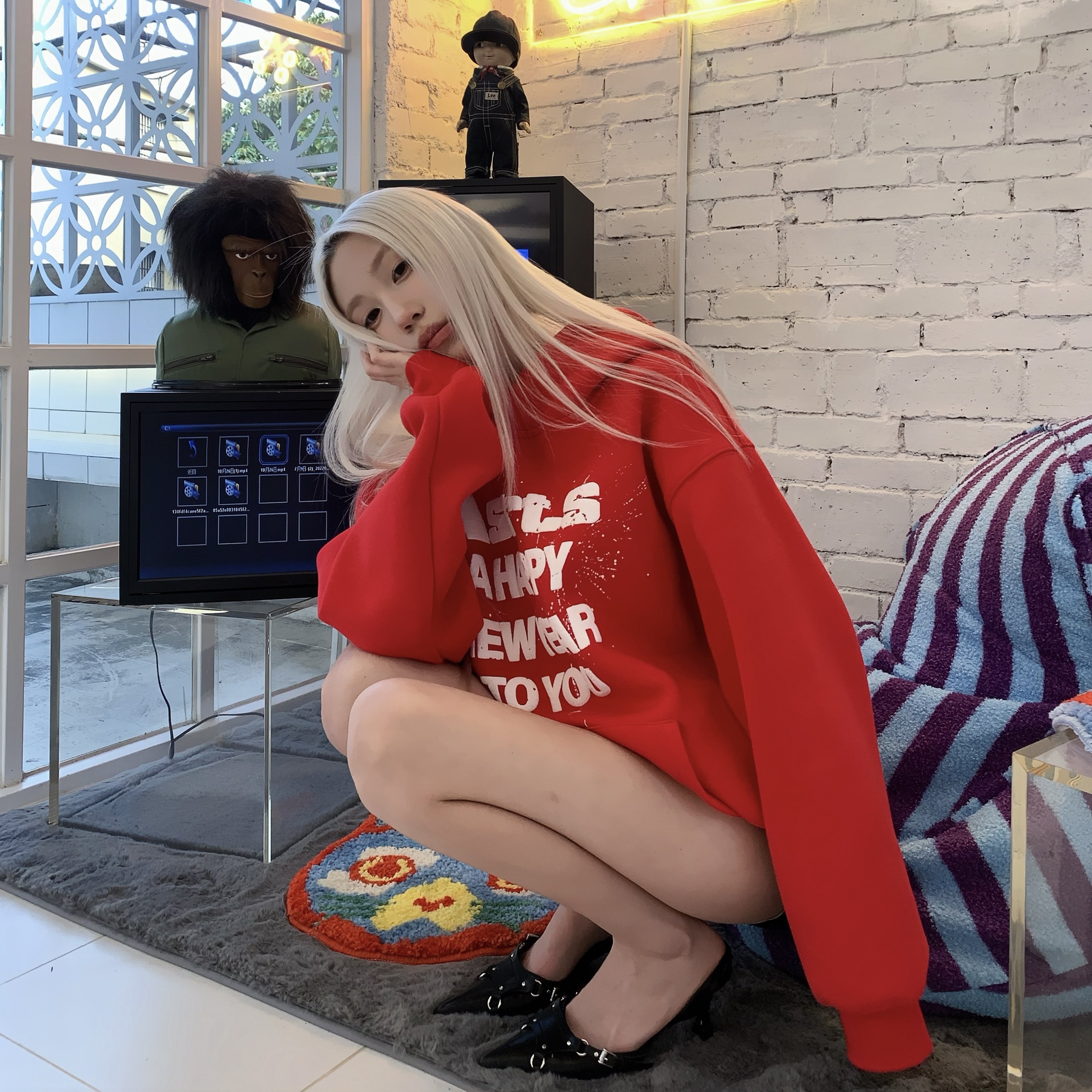 重磅 Asrts限定新款小众美式潮牌宽松情侣红色加厚连帽卫衣女外套,淘宝优惠券,粉丝福利购,淘宝优惠卷