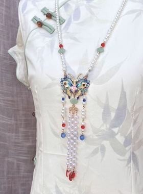 手工长款璎珞项链明制立领流苏软璎珞汉服配饰汉服项圈