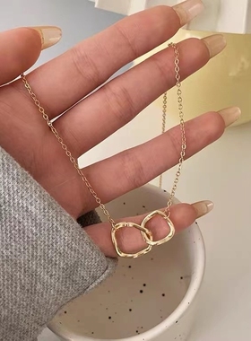 ins嘻哈风双环钛钢项链女夏2022年新款潮时尚网红毛衣链百搭配饰