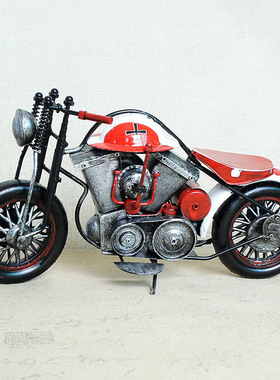 厂家复古越野摩托车模型 创意礼品 男生的喜爱 SMT293大小红蓝色