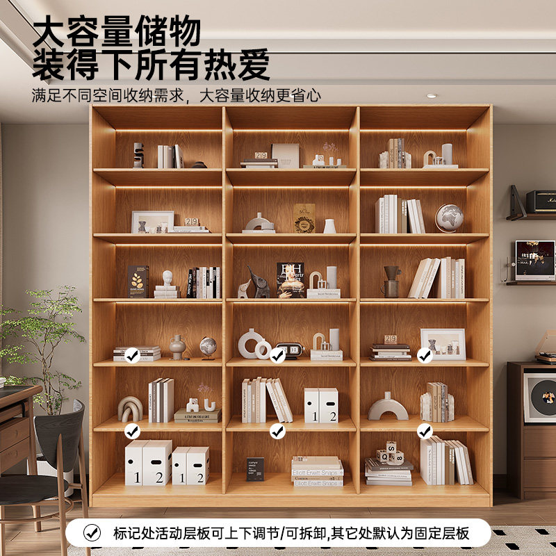 定制书柜橡木实木带玻璃门手办展示客厅陈列组合柜子整墙落地书架,淘宝优惠券,粉丝福利购,淘宝优惠卷