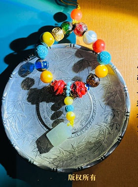 小张喜珠福宝｜蜜蜡绿松朱砂多宝生肖车挂钥匙挂包挂一对一定制