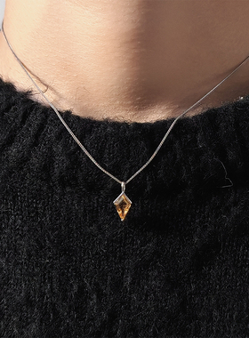 托帕石水晶吊坠项链S925纯银