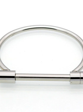 欧洲个性潮爆钛钢马蹄真空镀金手镯 D字马蹄扣不锈钢手环街拍混批