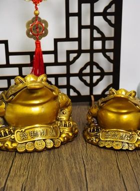 多吉缘铜蟾蜍足金蝉摆件招财进宝金蟾铜器工三艺品元宝金金开蟾业