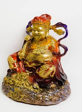 黄铜财神爷摆件家居客厅店铺收银台财神爷供奉神像装饰铜工艺品